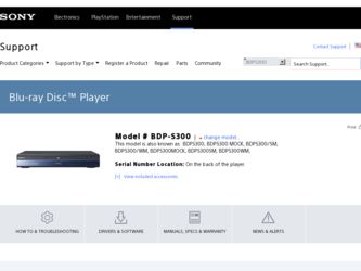 BDP-S300 driver download page on the Sony site