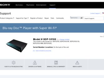 BDP-S3100 driver download page on the Sony site