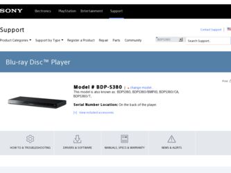 BDP-S380 driver download page on the Sony site