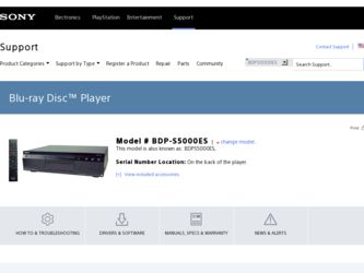 BDP-S5000ES driver download page on the Sony site
