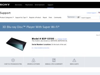 BDP-S5100 driver download page on the Sony site