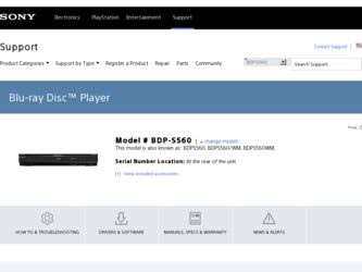 BDP-S560 driver download page on the Sony site