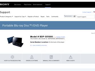 BDP-SX1000 driver download page on the Sony site