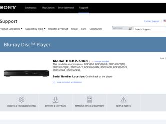 BDPS360 driver download page on the Sony site