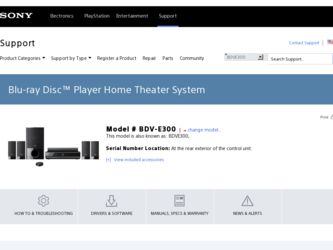 BDV-E300 driver download page on the Sony site