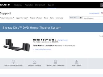 BDV-E385 driver download page on the Sony site