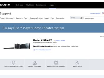 BDV-F7 driver download page on the Sony site