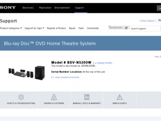 BDV-N5200W driver download page on the Sony site