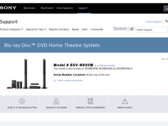 BDV-N890W driver download page on the Sony site