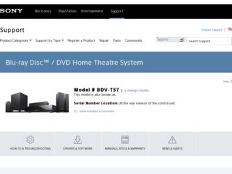 BDV-T57 driver download page on the Sony site