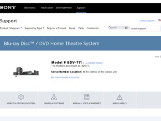 BDVT11 driver download page on the Sony site