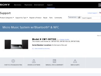 CMT-SBT100 driver download page on the Sony site