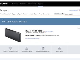 CMT-X5CD driver download page on the Sony site