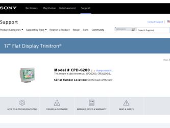 CPD-G200 driver download page on the Sony site