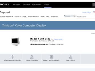 CPD-G420 driver download page on the Sony site