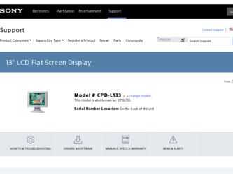 CPD-L133 driver download page on the Sony site