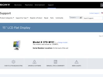 CPD-M151 driver download page on the Sony site
