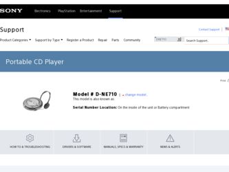 D-NE710 driver download page on the Sony site