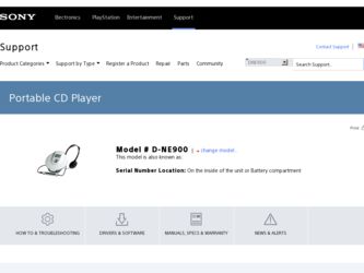 D-NE900 driver download page on the Sony site