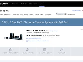 DAV-HDX266 driver download page on the Sony site