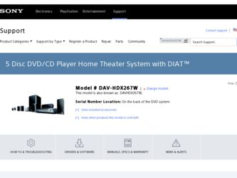 DAV-HDX267W driver download page on the Sony site