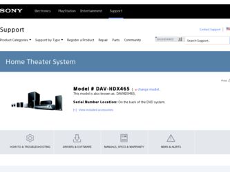 DAV-HDX465 driver download page on the Sony site