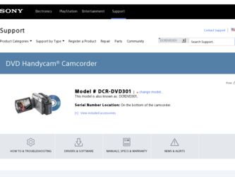 DCR DVD301 driver download page on the Sony site
