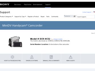 DCR-HC52 driver download page on the Sony site