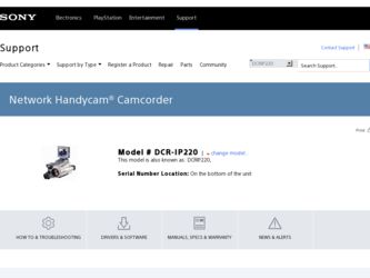 DCR-IP220 driver download page on the Sony site