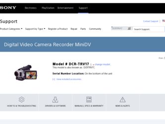DCR-TRV17 driver download page on the Sony site