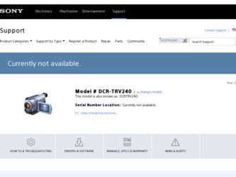 DCR-TRV240 driver download page on the Sony site