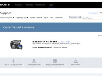 DCR-TRV280 driver download page on the Sony site