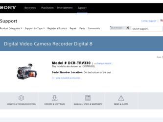 DCR TRV330 driver download page on the Sony site
