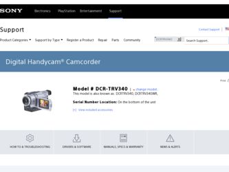 DCR-TRV340 driver download page on the Sony site