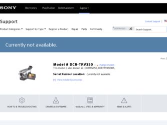 DCR-TRV350 driver download page on the Sony site