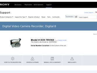 DCR-TRV360 driver download page on the Sony site