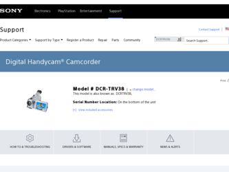 DCR-TRV38 driver download page on the Sony site