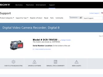 DCR-TRV530 driver download page on the Sony site
