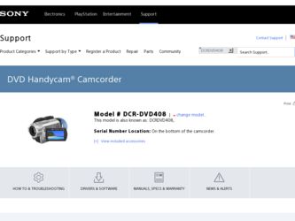 DCRDVD408 driver download page on the Sony site