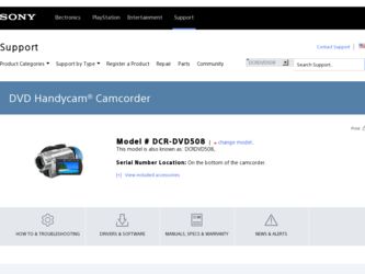 DCRDVD508 driver download page on the Sony site
