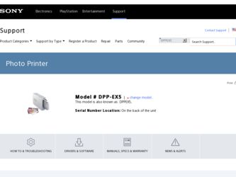 DPP-EX5 driver download page on the Sony site