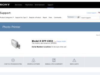 DPP-EX50 driver download page on the Sony site