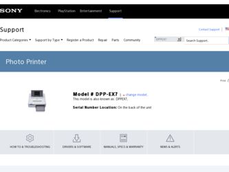 DPP-EX7 driver download page on the Sony site