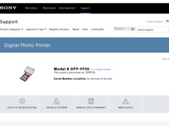 DPP FP30 driver download page on the Sony site