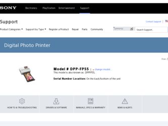 DPP-FP55 driver download page on the Sony site
