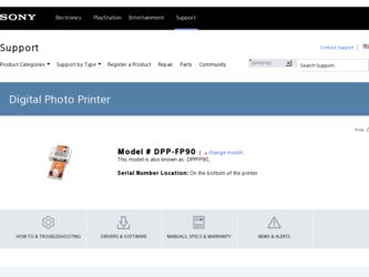 DPP-FP90 driver download page on the Sony site