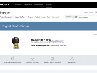 DPP FP97 driver download page on the Sony site