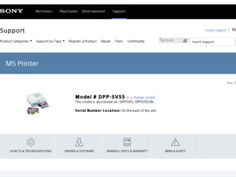 DPP-SV55 driver download page on the Sony site