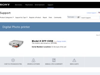 DPP-SV88 driver download page on the Sony site