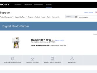 DPPFP67 driver download page on the Sony site